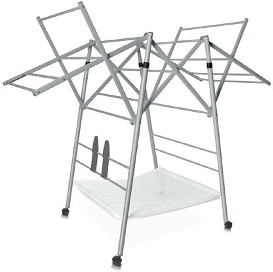 Indoor Clothes Airer 11m Drying Space Folding Winged Laundry Rack Silver