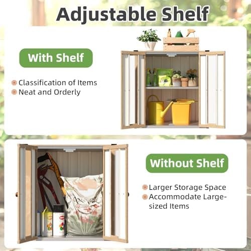 Metal Garden Storage Cabinet Outdoor Shed with Shelves & Windows Brown