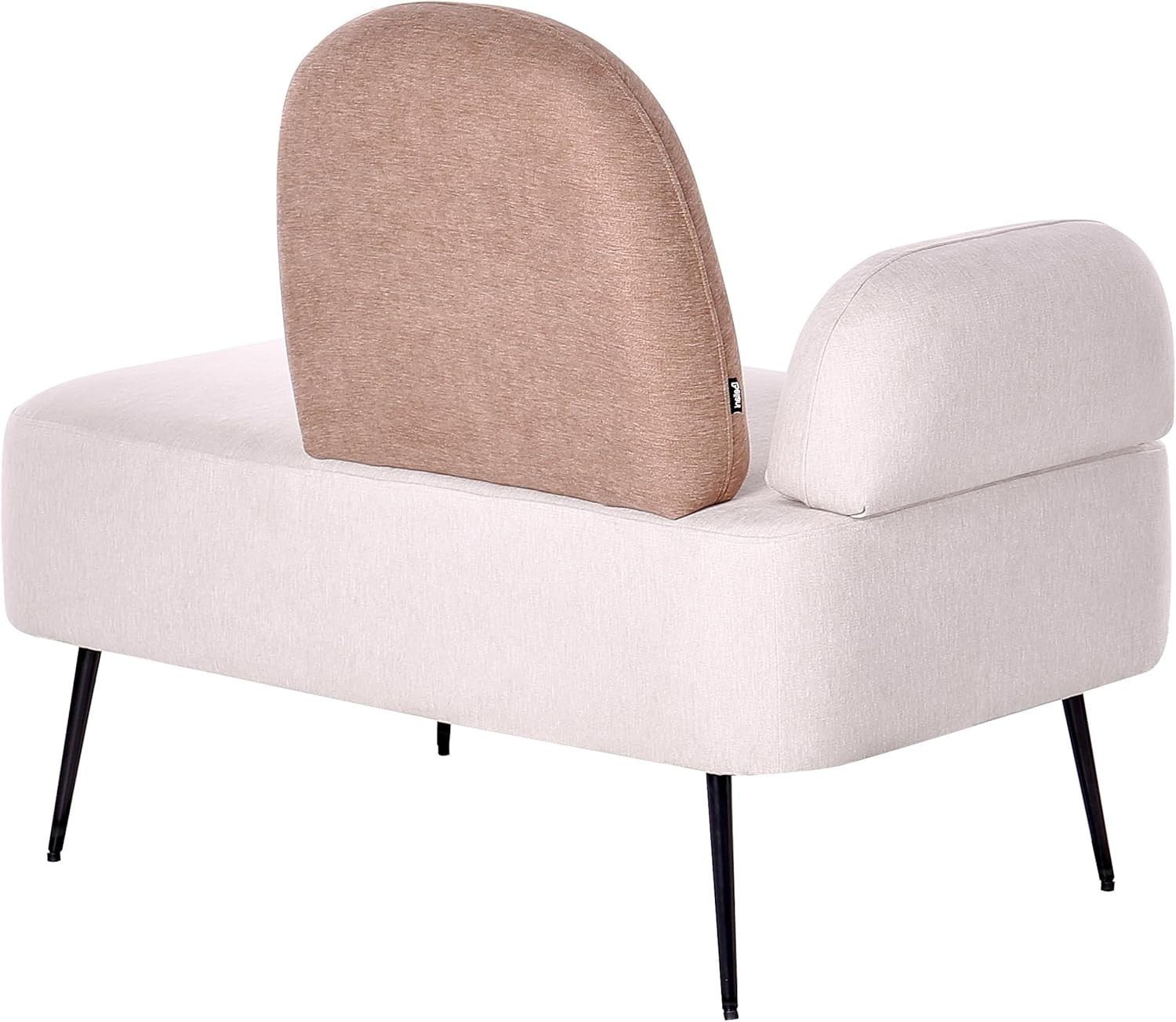 Minimalist Left Hand Chaise Lounge Beige Brown Upholstered Metal Legs Durable