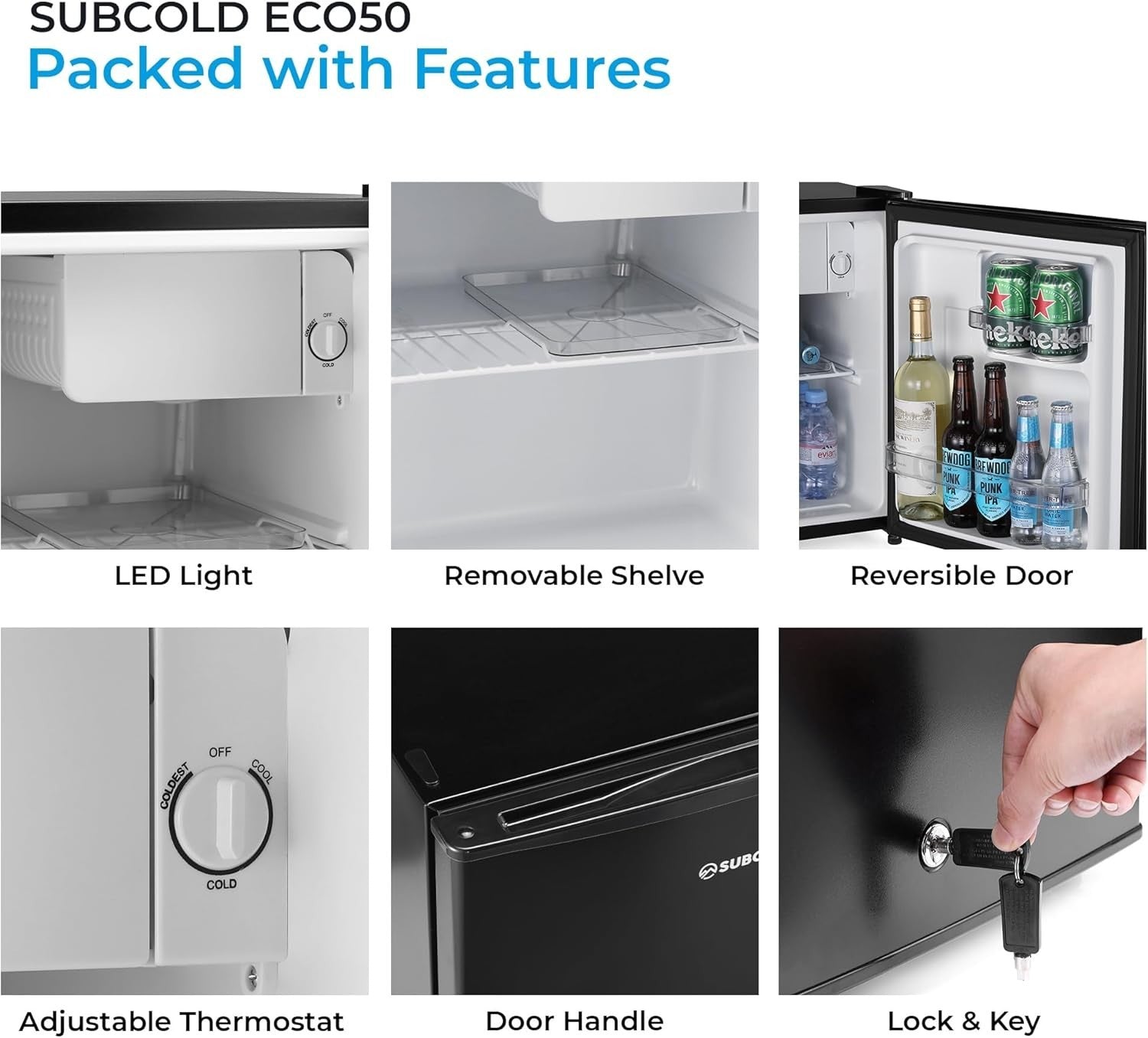 45L Mini Fridge Tabletop Cooler Low Noise Energy Efficient Black
