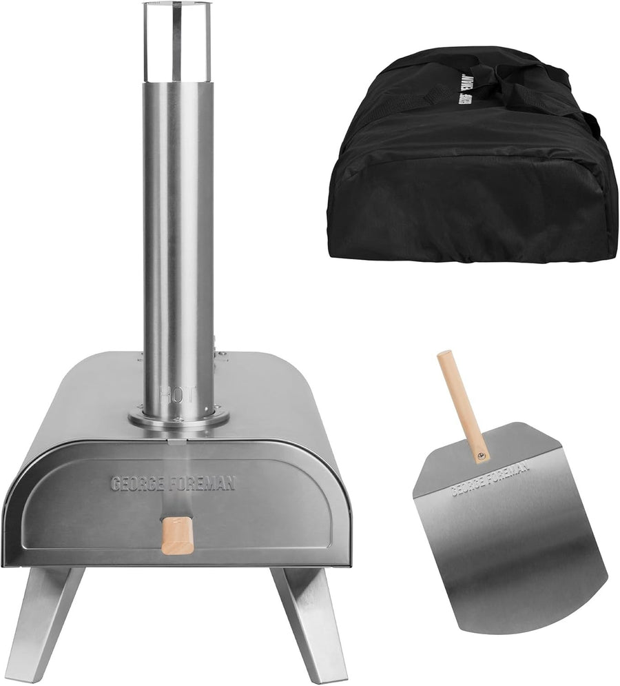 12" Outdoor Wood Fired Pizza Oven Stainless Steel Portable BBQ Smoker Grill