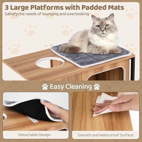 Modern Cat Tree Tower with Condos, Scratching Posts & Plush Cushions