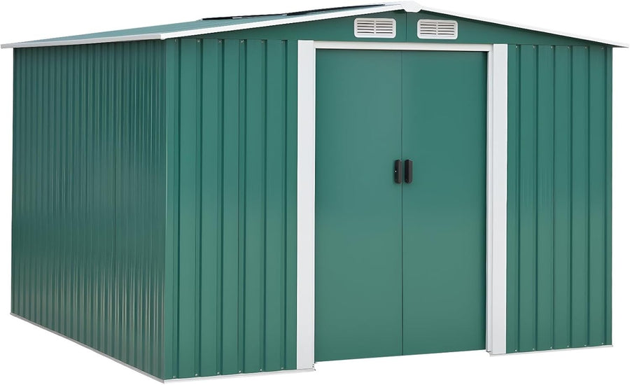 Outdoor 8x6 ft Metal Garden Shed Storage with Lockable Doors