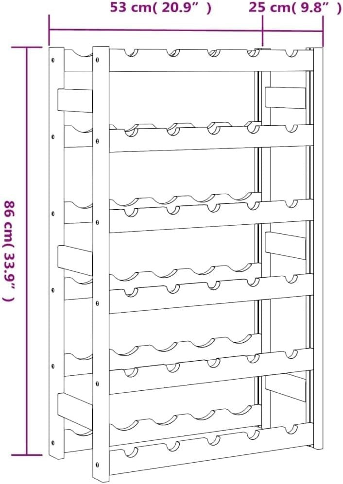 Solid Wood Wine Rack for 30 Bottles | Brown Pine Floor Standing Storage Shelf