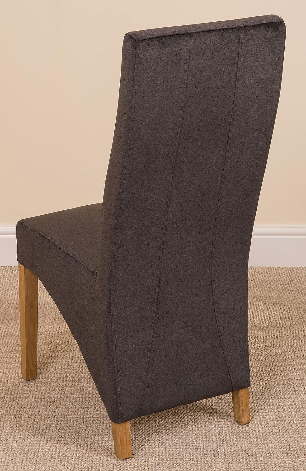 Solid Oak Dining Table 4 Chairs Set Dark Grey Fabric 125x80cm Modern
