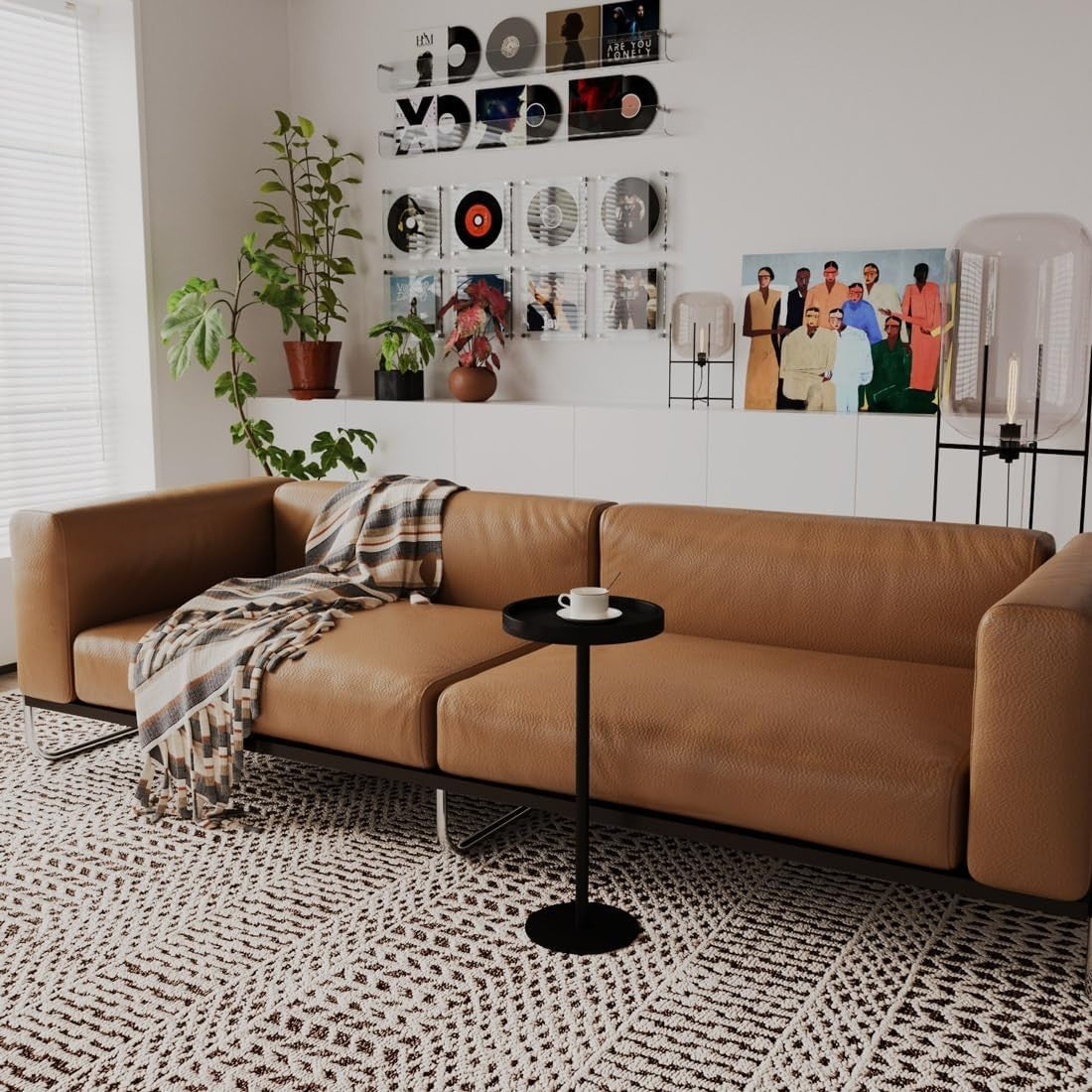 Small Round Coffee Table – 30x30x63cm Side Table for Living Room