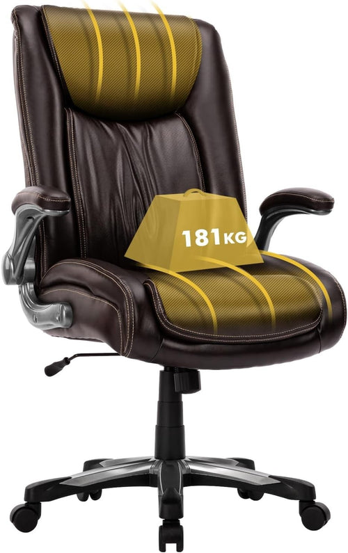 Big & Tall Ergonomic Office Chair Wide Seat Adjustable Height Tilt Brown Home