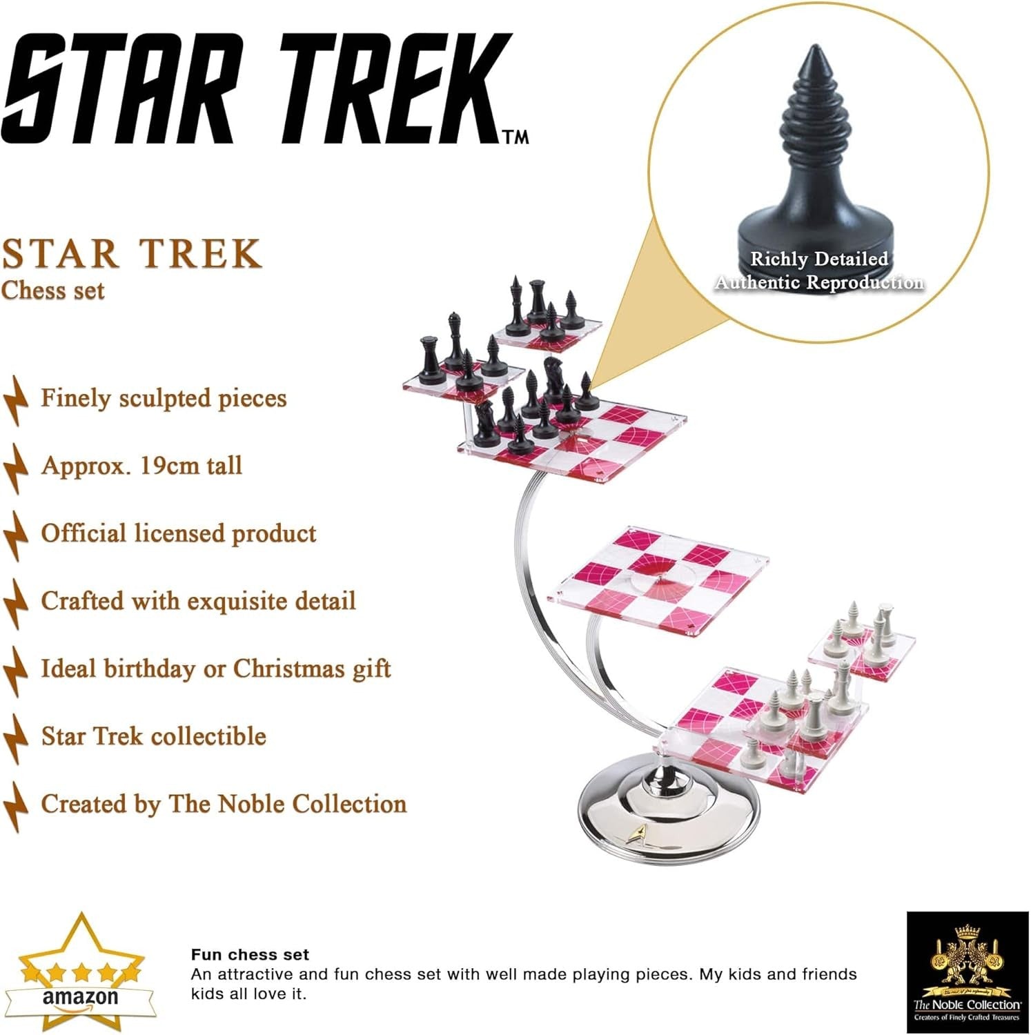 Star Trek Tri-Dimensional Chess Set – 3D Display Board & 32 Pieces Gift