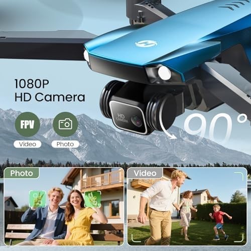 1080P HD Foldable Drone w/ APP Control, Tap Fly, Optical Flow, 2 Batteries