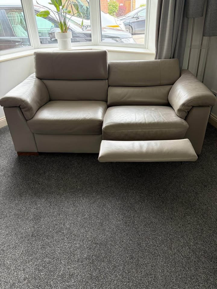 Modern Large Grey Leather Corner Sofa Modular (PTP)