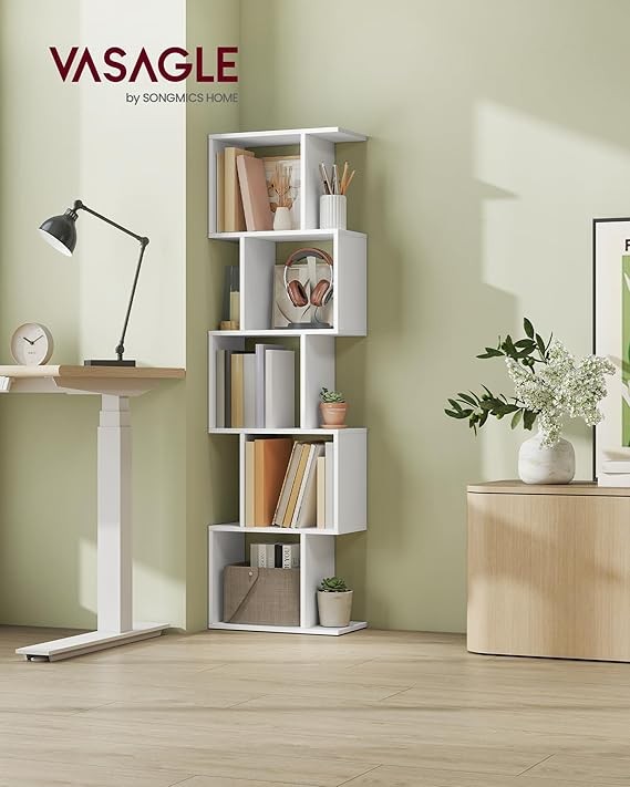 6-Tier White Cube Bookcase Room Divider Modern Display Storage Shelf 159cm