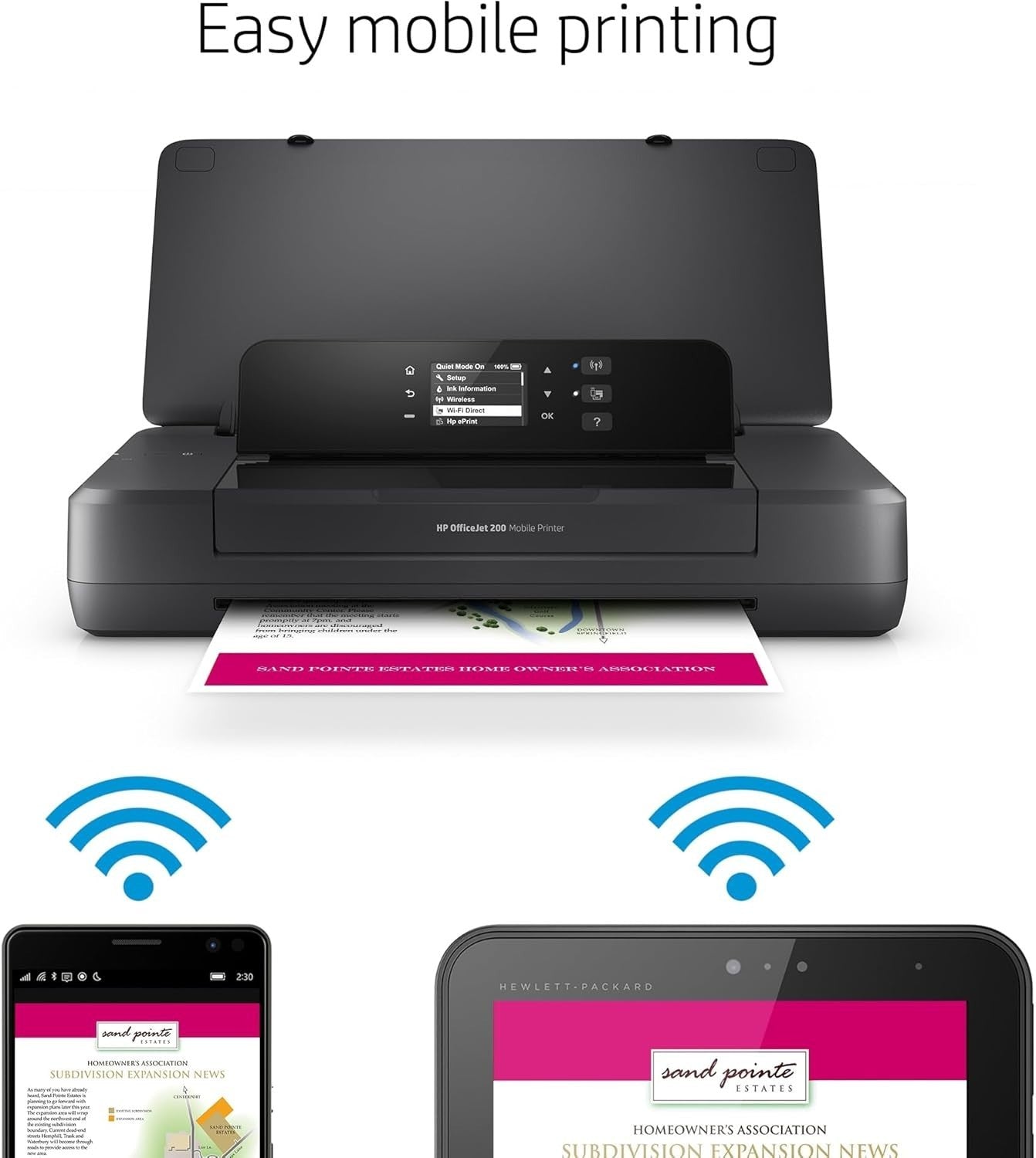 Portable Wireless Colour Printer Compact USB Black Travel Office A4