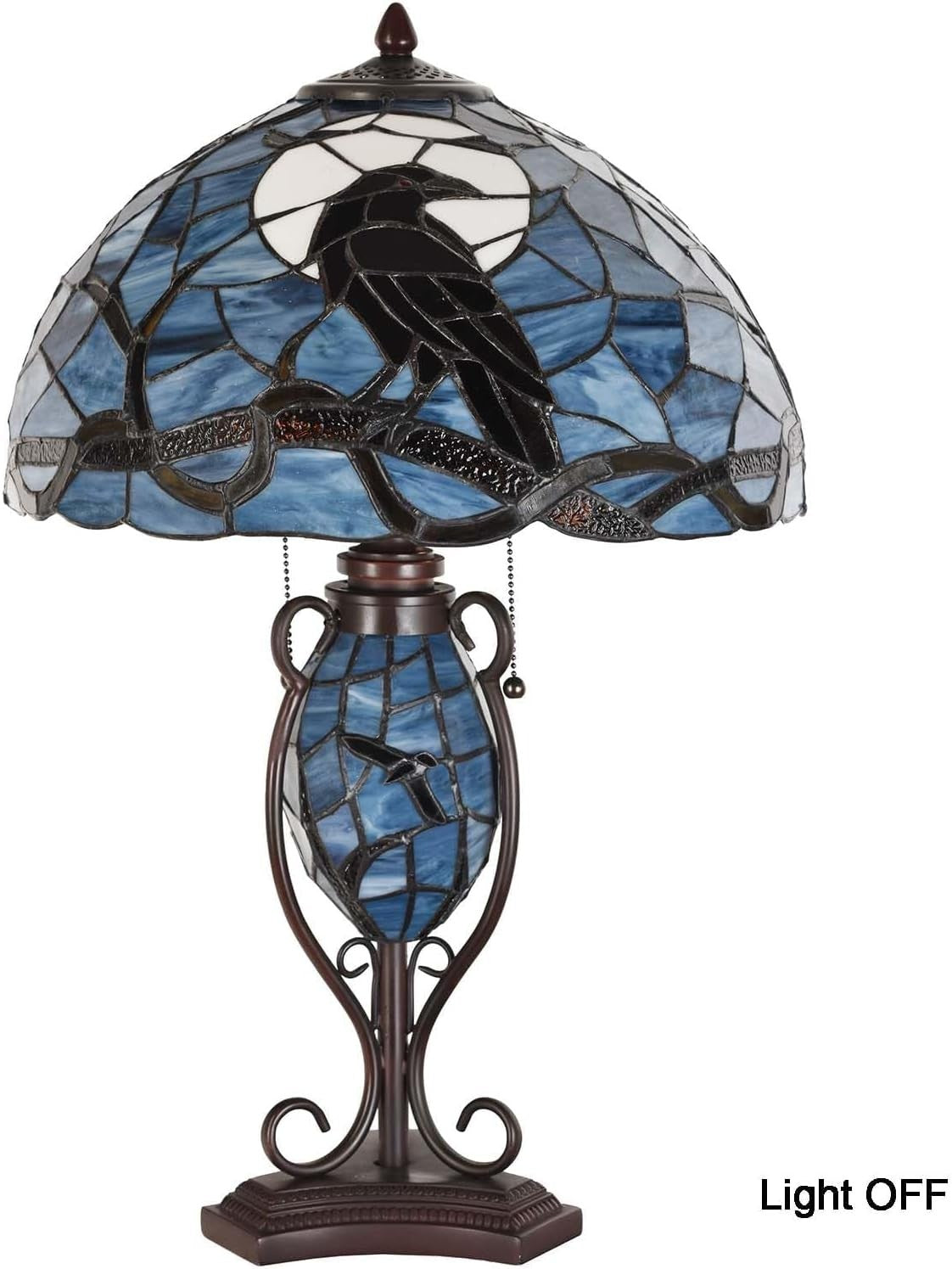 Full Moon Raven Tiffany Stained Glass Lamp 16"x24" Night Light Decor