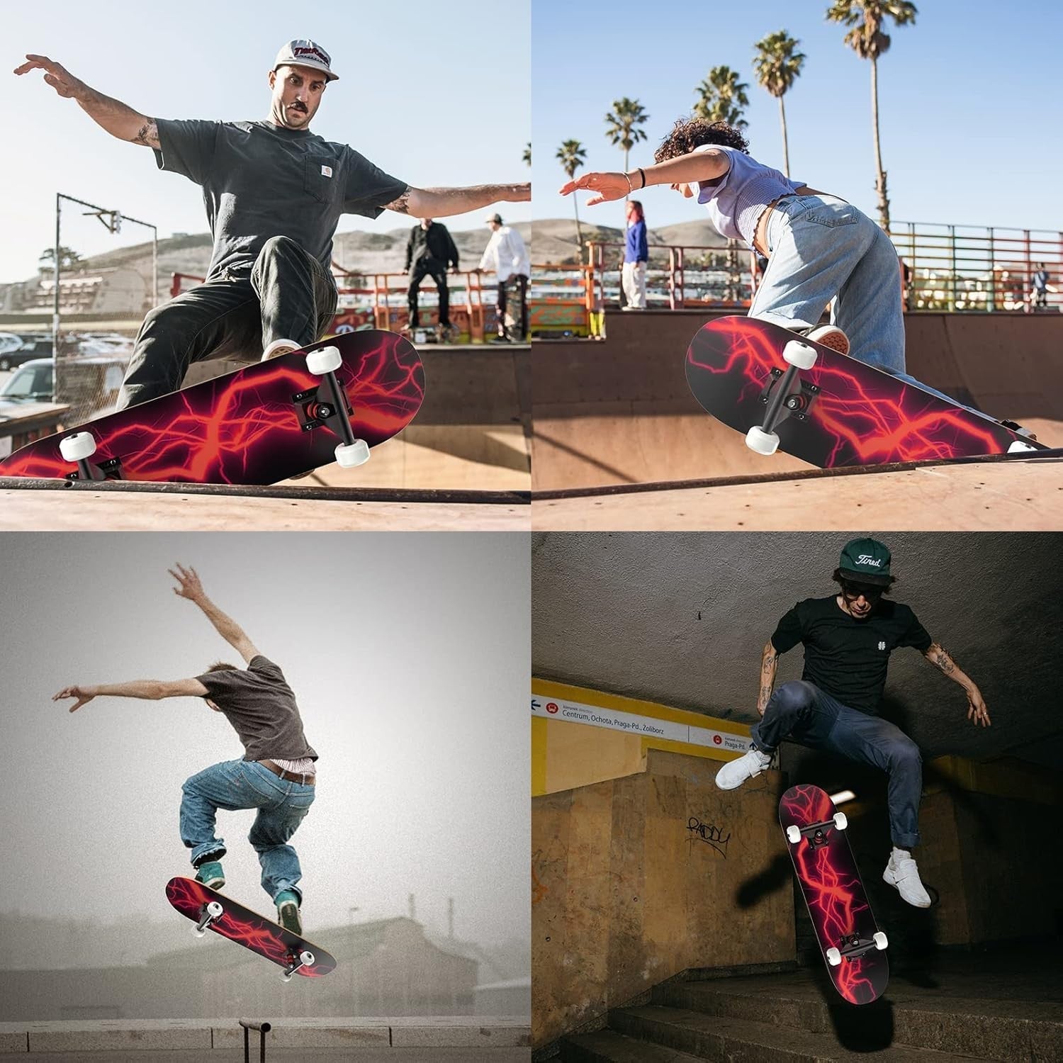 31" Red Skateboard for All Ages | 7-Layer Maple Deck | ABEC-11 Bearings