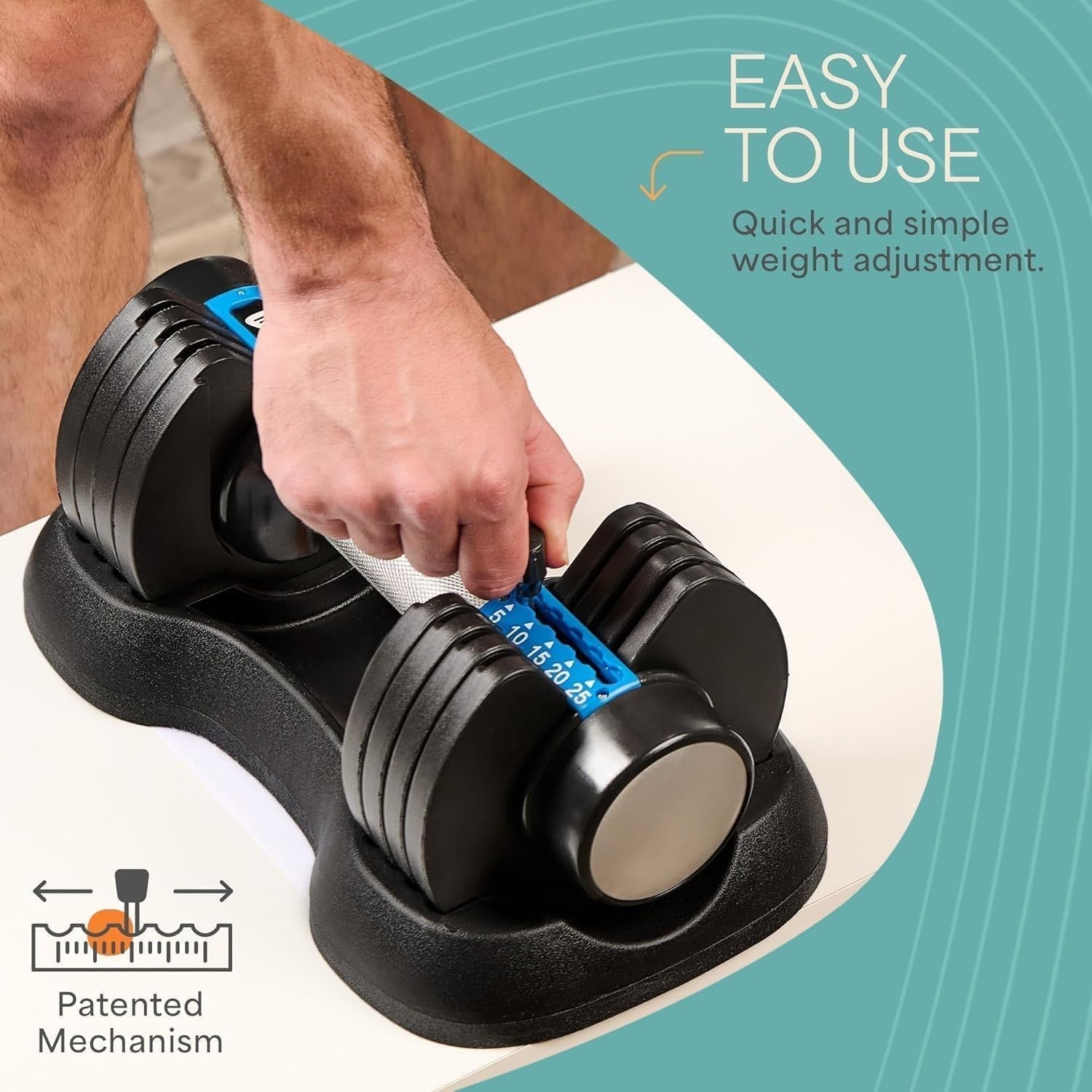 Adjustable Dumbbell Set Pair 11kg 5-in-1 Non-Slip No-Roll Home Gym