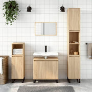 Brown Under Sink Bathroom Cabinet 58cm Modern Vanity Unit with Doors & Metal Leg