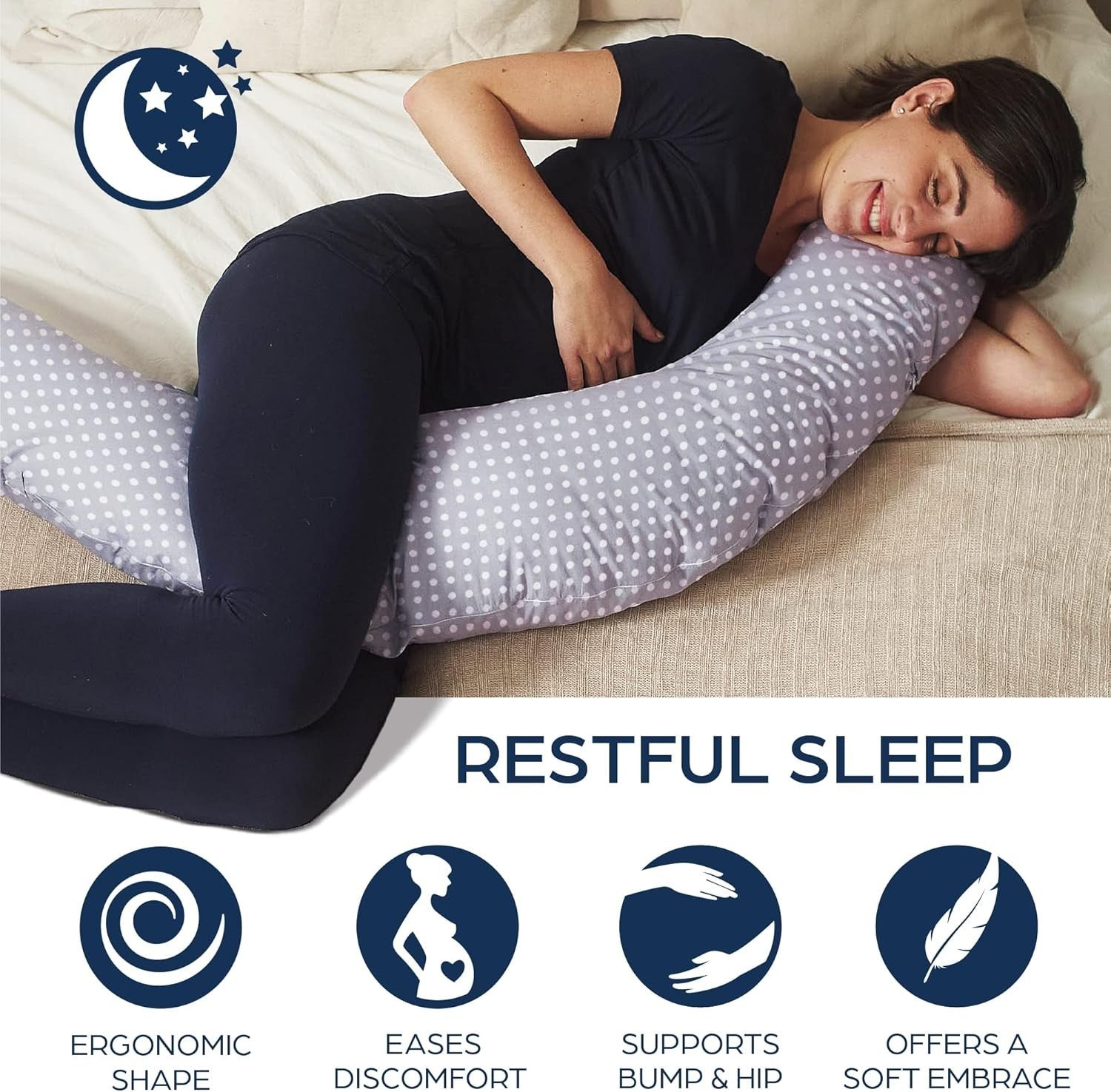 Luxury Pregnancy Pillow XXL U-Shape Maternity Body Support 100% Cotton