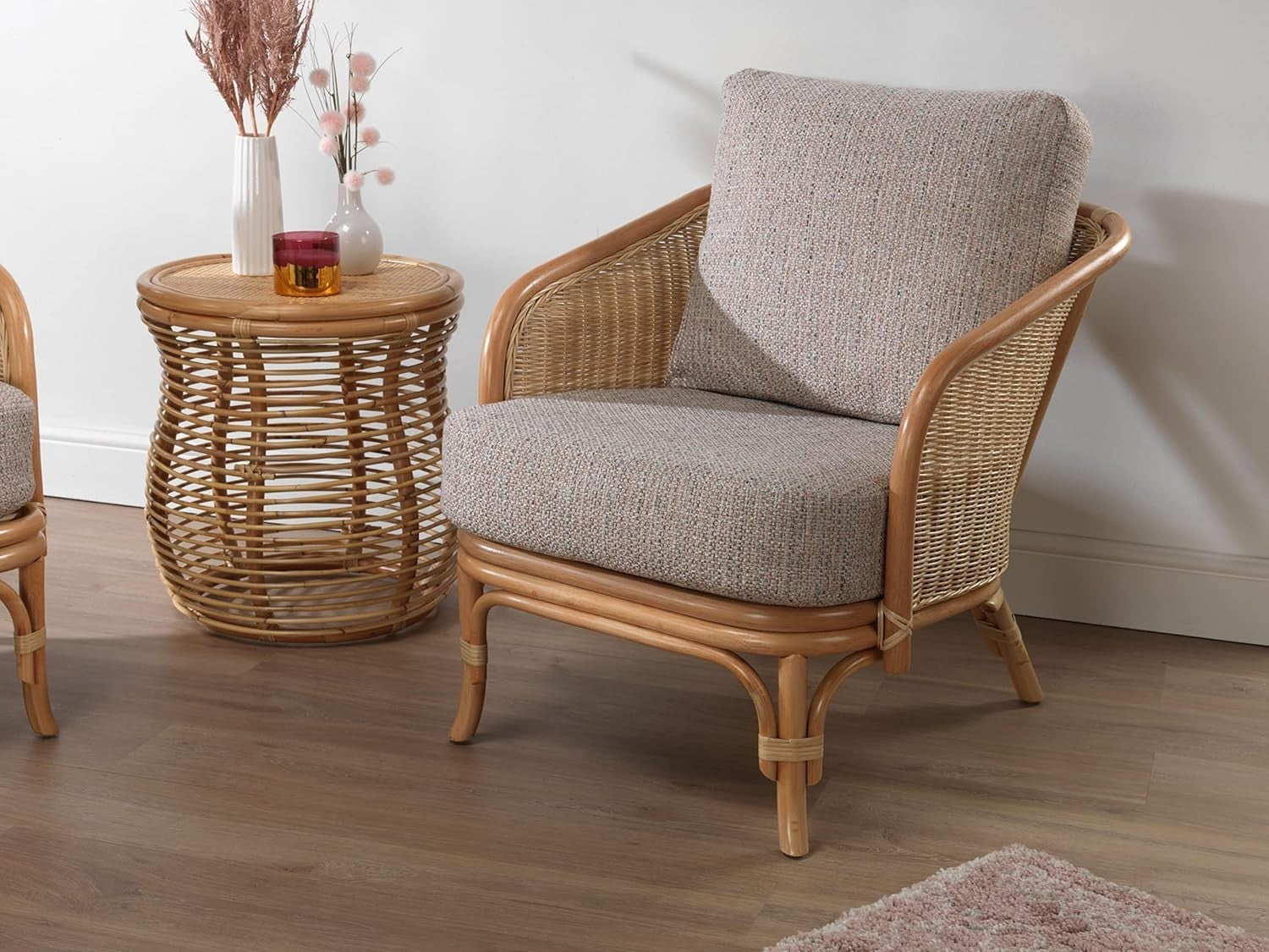 Luxury Rattan Conservatory Armchair Indoor Cane Chair with Deep Comfort Cushions