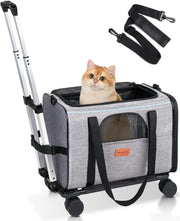 Pet Carrier with Wheels Airline Approved Rolling Travel Bag for Cats Dogs