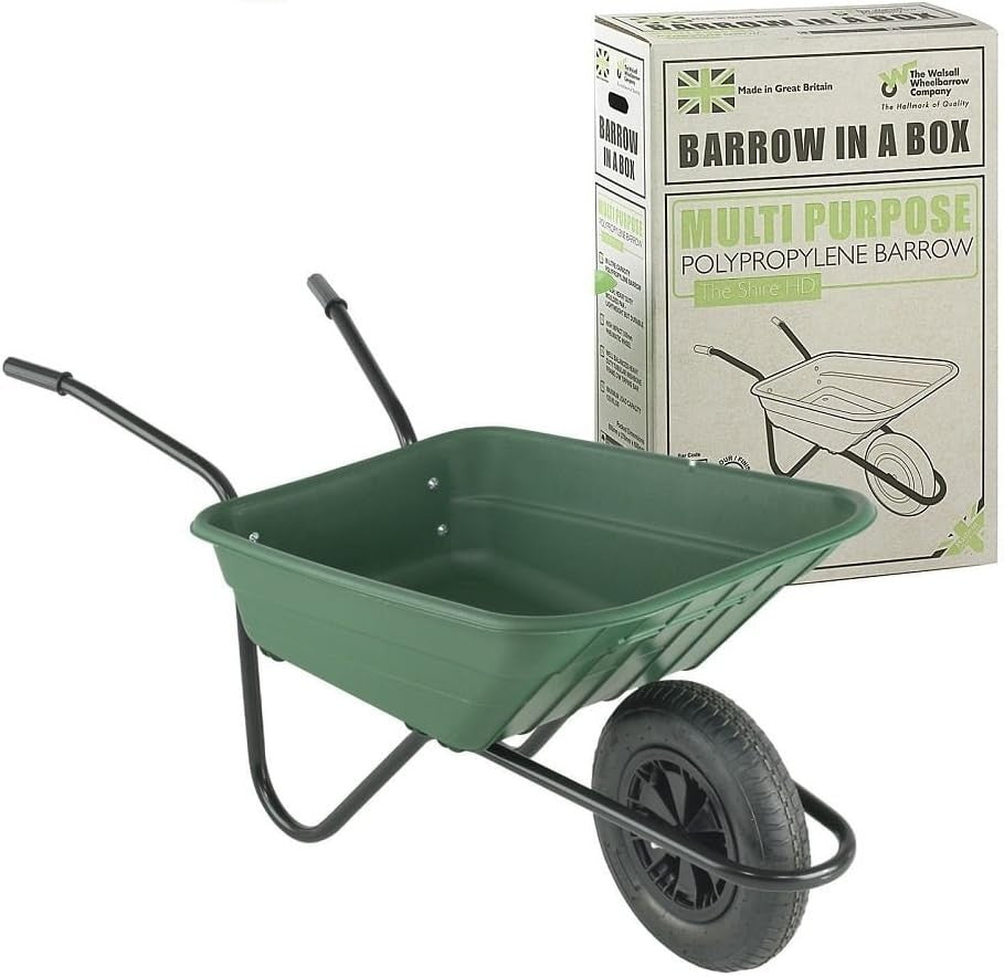 90L Garden Wheelbarrow Green - Puncture Proof Tyre w/ PP Plastic Tray 125kg Load