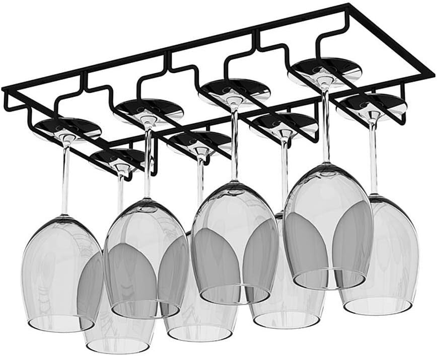 Under Cabinet Wine Glass Rack 2 Pack 4 Slot Hanging Stemware Holder Kitchen Bar
