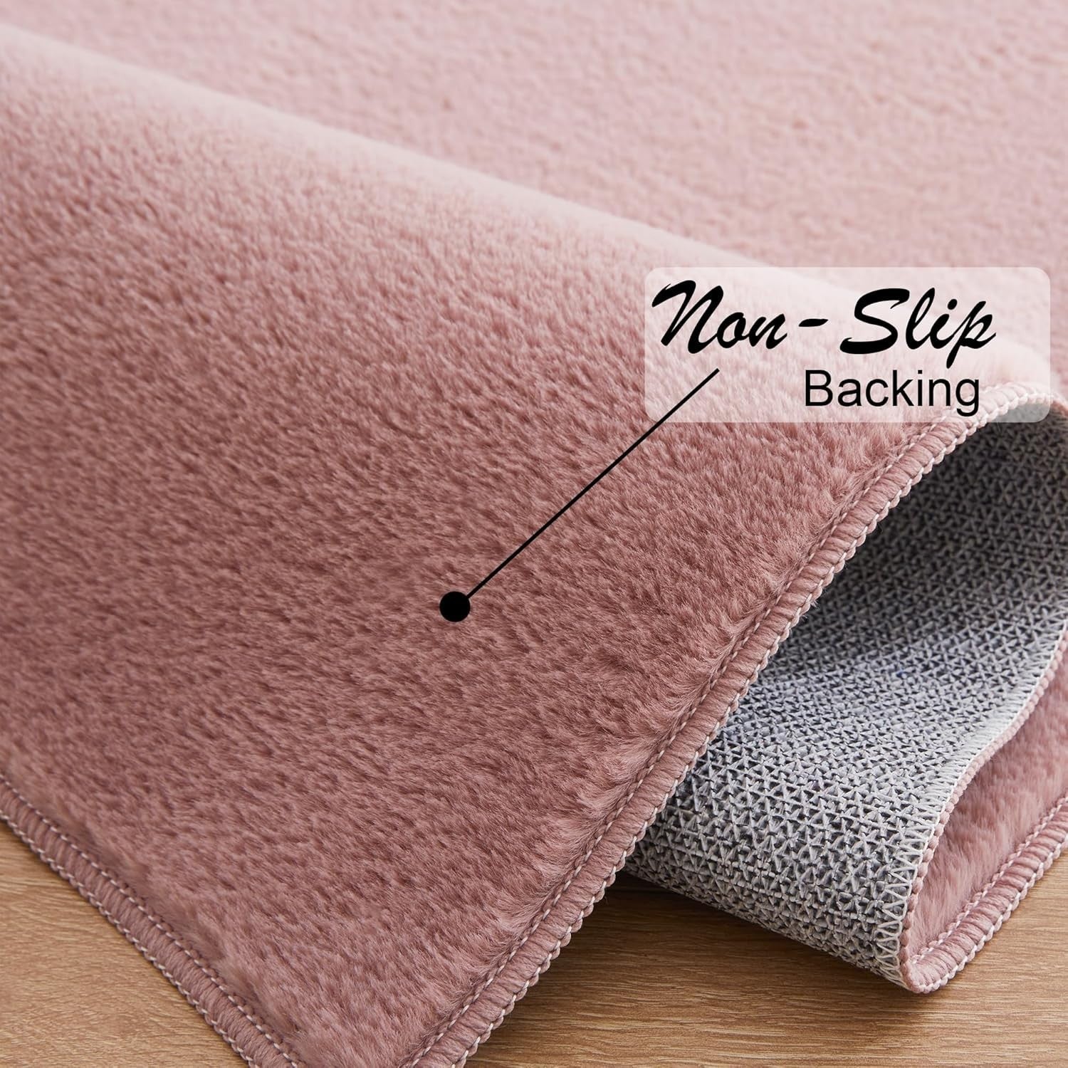 Fluffy Pink Faux Fur Rug Soft Washable Bedroom Living Room Carpet 120x170cm