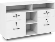Wide Mobile File Cabinet 4 Drawer Lockable Lateral Printer Stand