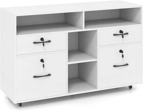 Wide Mobile File Cabinet 4 Drawer Lockable Lateral Printer Stand