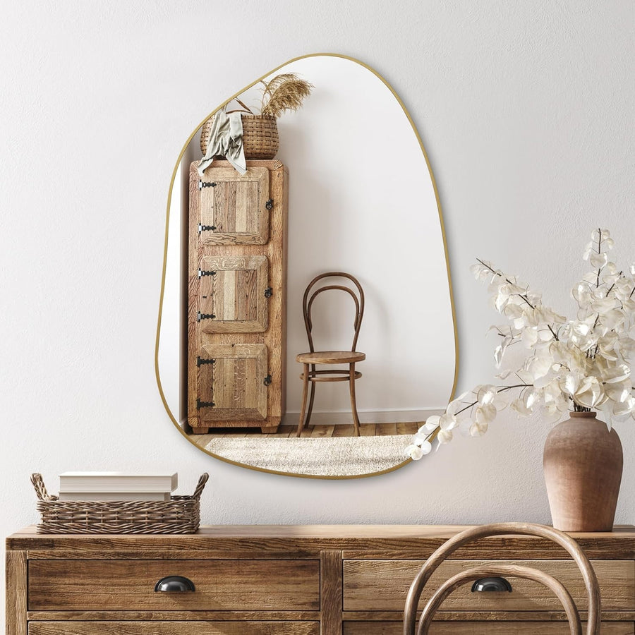 Gold Irregular Wall Mirror 69x48cm Modern Boho Decor for Entryway