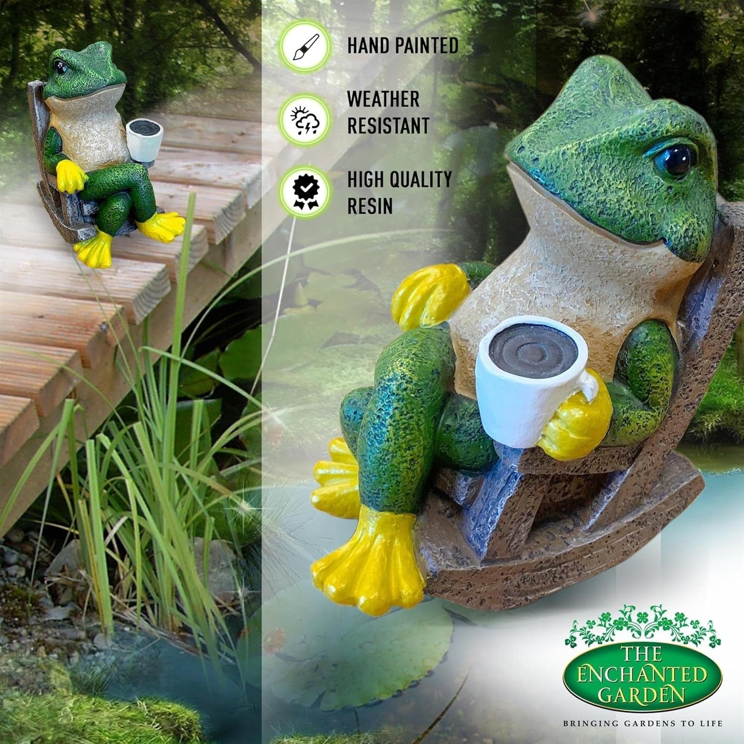 Relaxing Frog Garden Ornament Resin Statue Cute Pond Lawn Decor Wildlife Gift