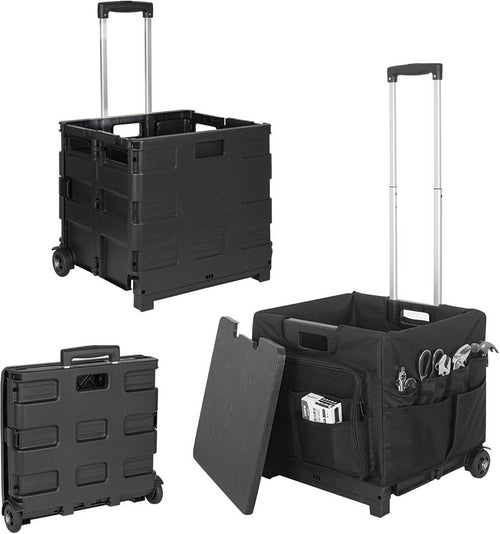 Heavy-Duty Folding Trolley Box Cart with Wheels & Expandable Storage
