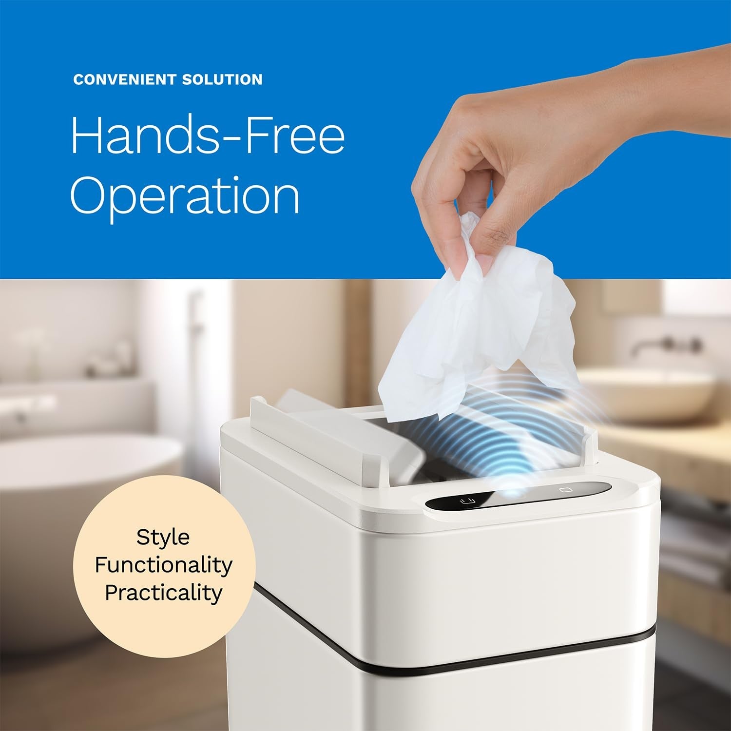 9L Touchless Bathroom Bin Sensor Butterfly Lid Soft Close White
