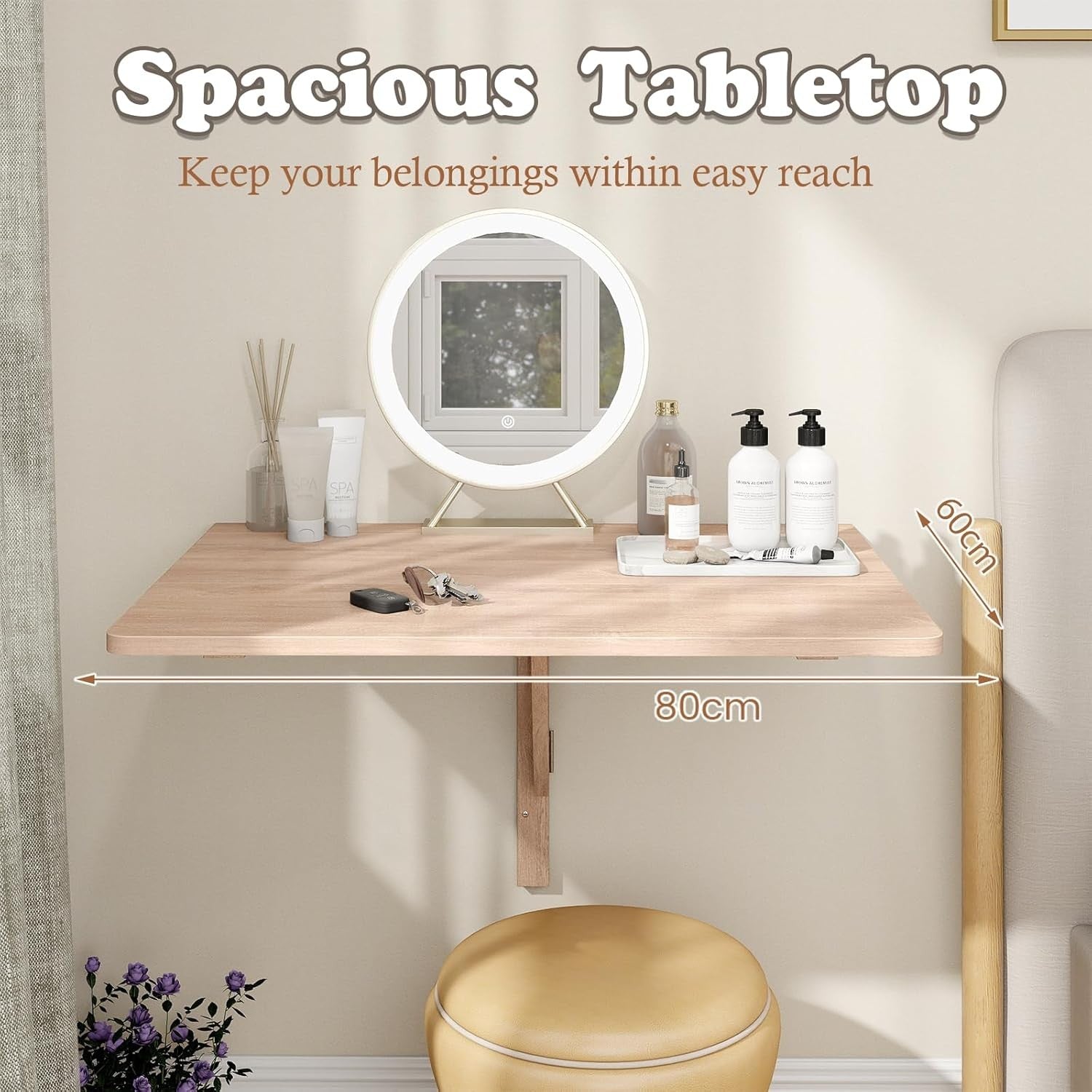Wall Mounted Folding Desk Drop Leaf Laptop Table Space Saving Wood