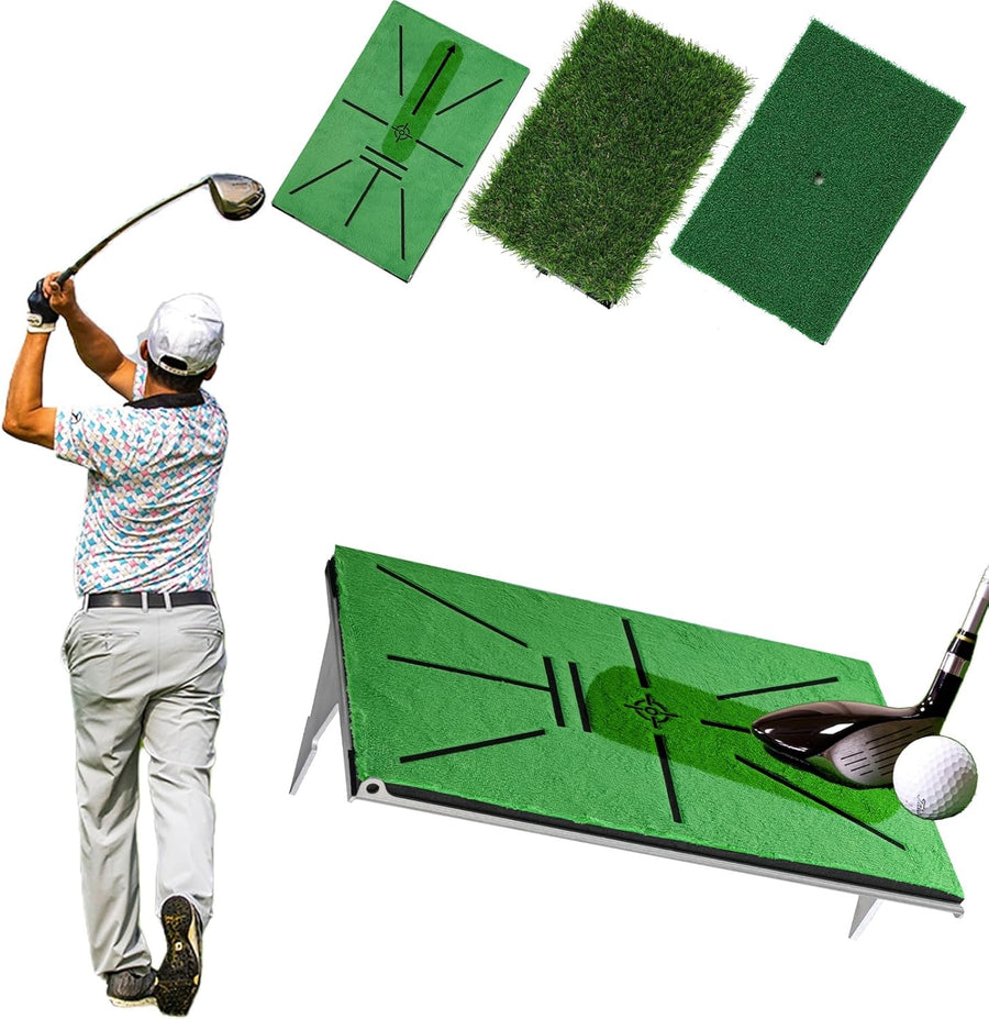 Golf Hitting Mat Swing Path Trainer 35x23cm Turf Base