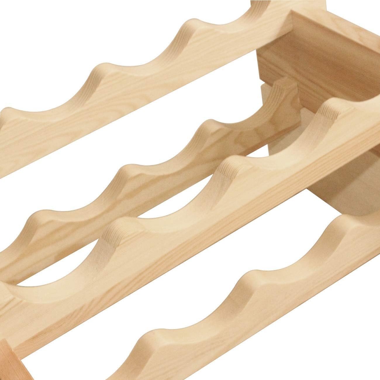 4-Tier Wooden Wine Rack 32 Bottle Storage | Natural Solid Wood Countertop