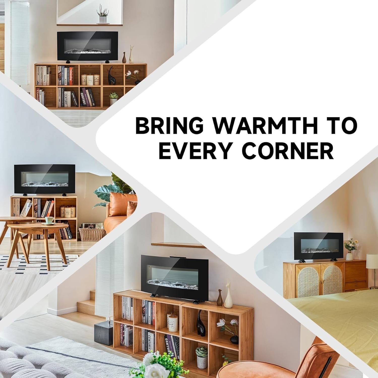 Curved Electric Fireplace Wall Mount or Freestanding 10 Flame Heater