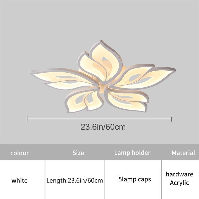 Modern LED Flower Ceiling Light 60W Dimmable Chandelier Remote 4800lm