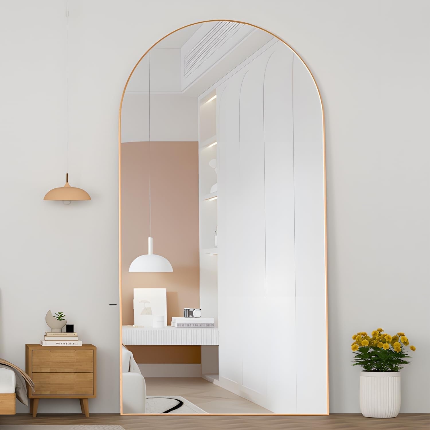 198x96cm Gold Arch Full Length Mirror Wall Leaning Floor Standing Luxury