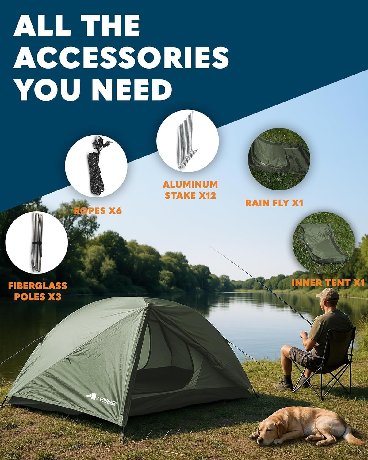 2 Man Dome Camping Tent Waterproof Lightweight Hiking