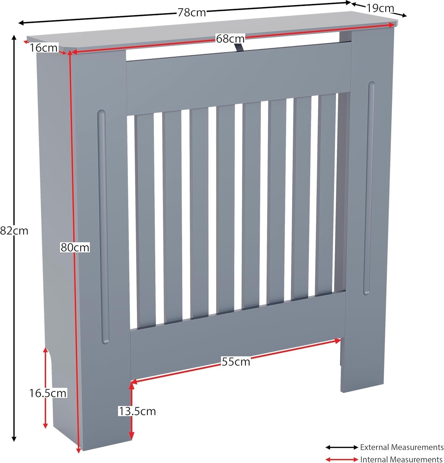 Small Dark Grey Radiator Cover Cabinet | Modern MDF Slatted Heater Cover