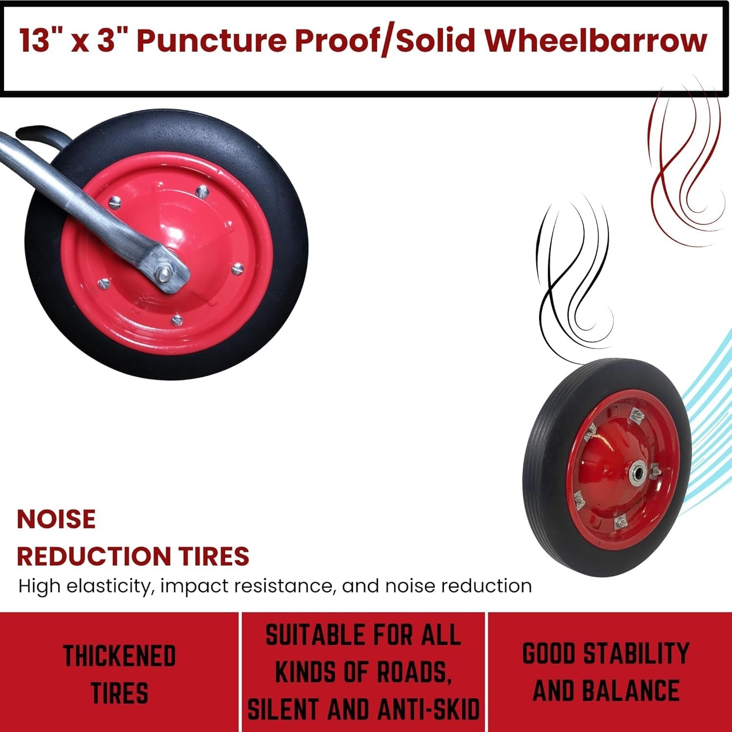 65L Galvanised Garden Wheelbarrow – Puncture Proof Tyre w/ Steel Tray 60kg Load