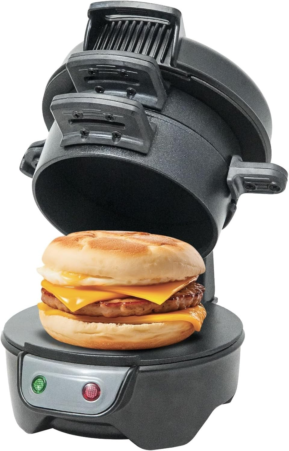 Electric Breakfast Sandwich Maker Muffin Toastie Cooker Egg Ring Non-Stick Black