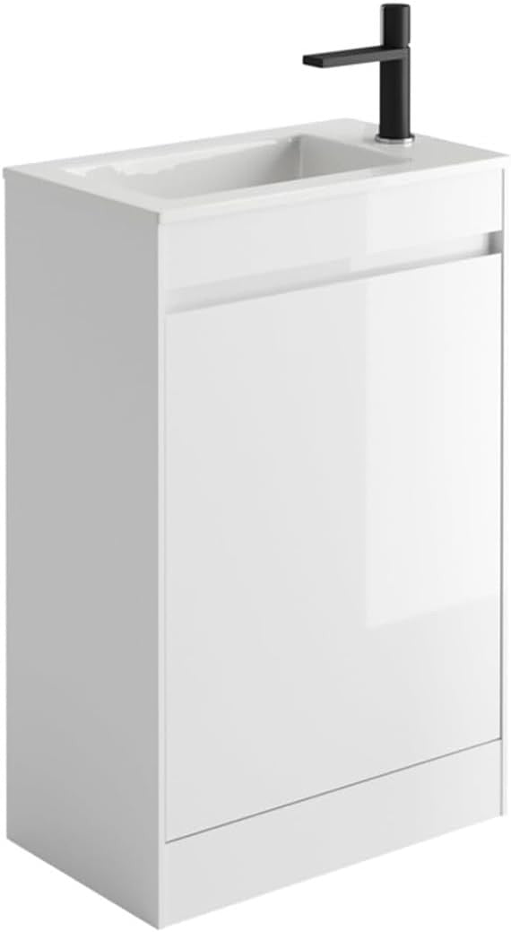 550mm White Gloss Cloakroom Vanity Unit with Ceramic Basin & Soft Close Door