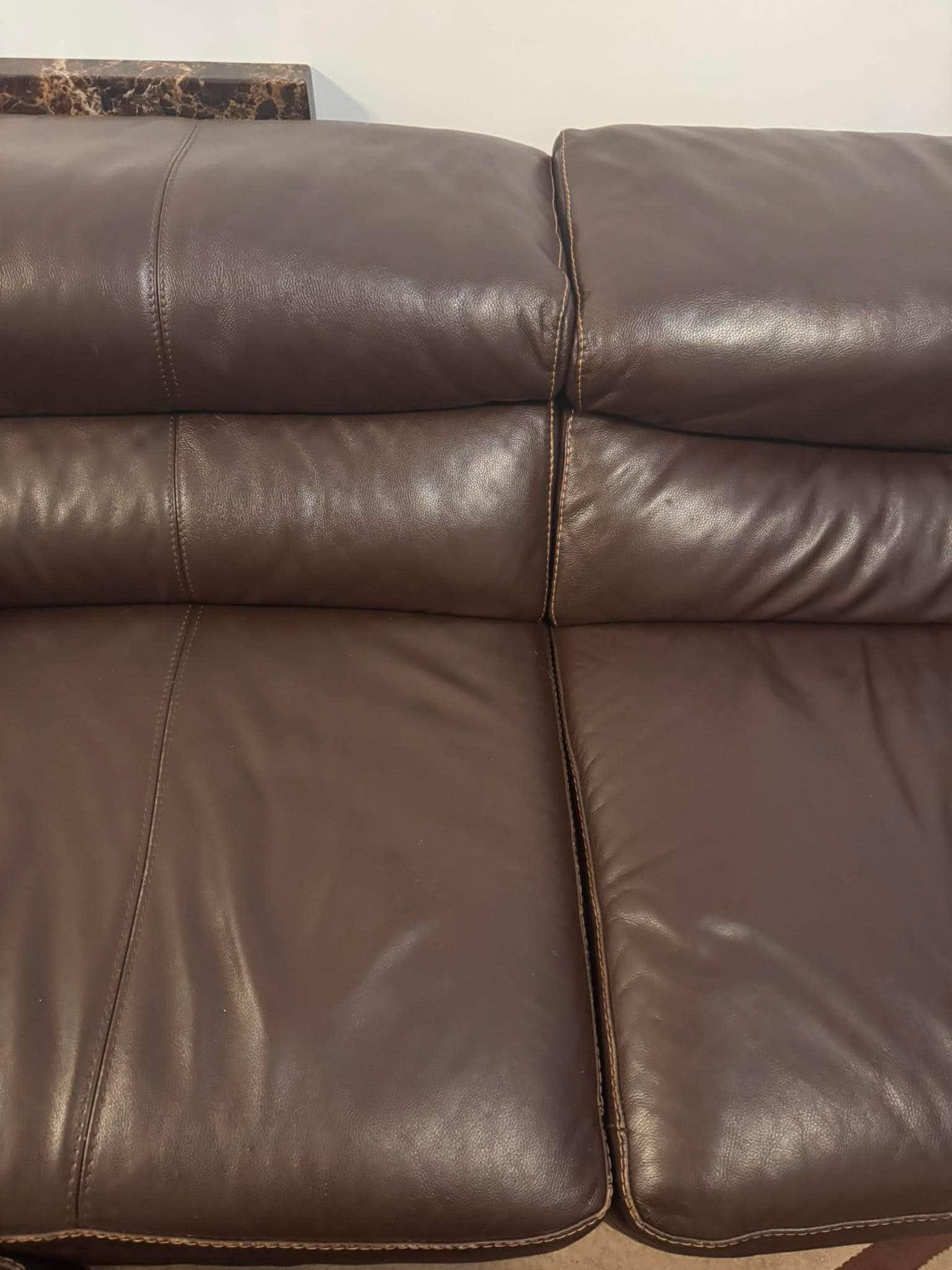 Deeply Large Brown Comfortable Leather Corner Sofa Sectional (PTP)