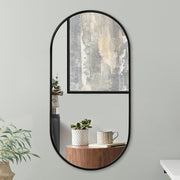 Large Black Oval Wall Mirror 50x100cm with Aluminium Frame for Bathroom