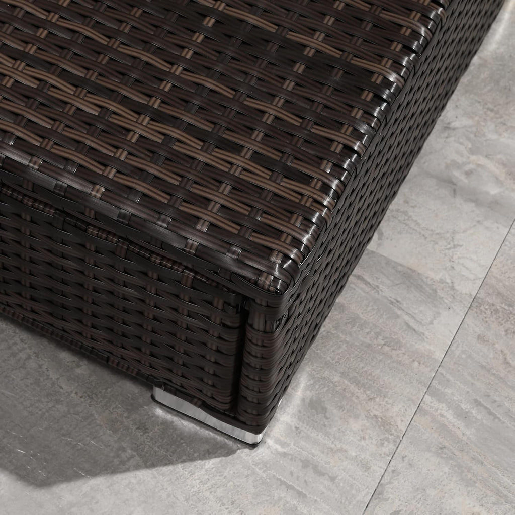 4-Seater Rattan Garden Sofa Set Reclining Lounger Storage Table Outdoor Patio