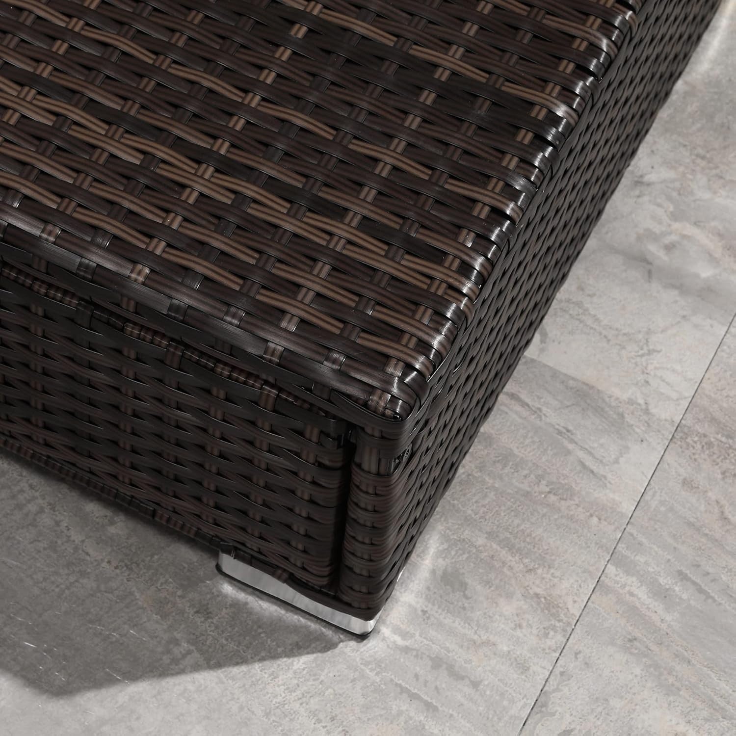 4-Seater Rattan Garden Sofa Set Reclining Lounger Storage Table Outdoor Patio