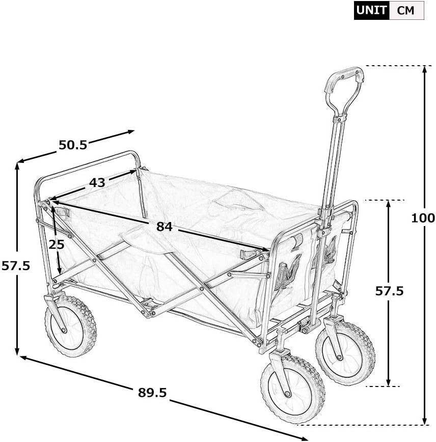 Red Heavy Duty Camping Wagon 150kg Folding Festival Trolley Adjustable Handle