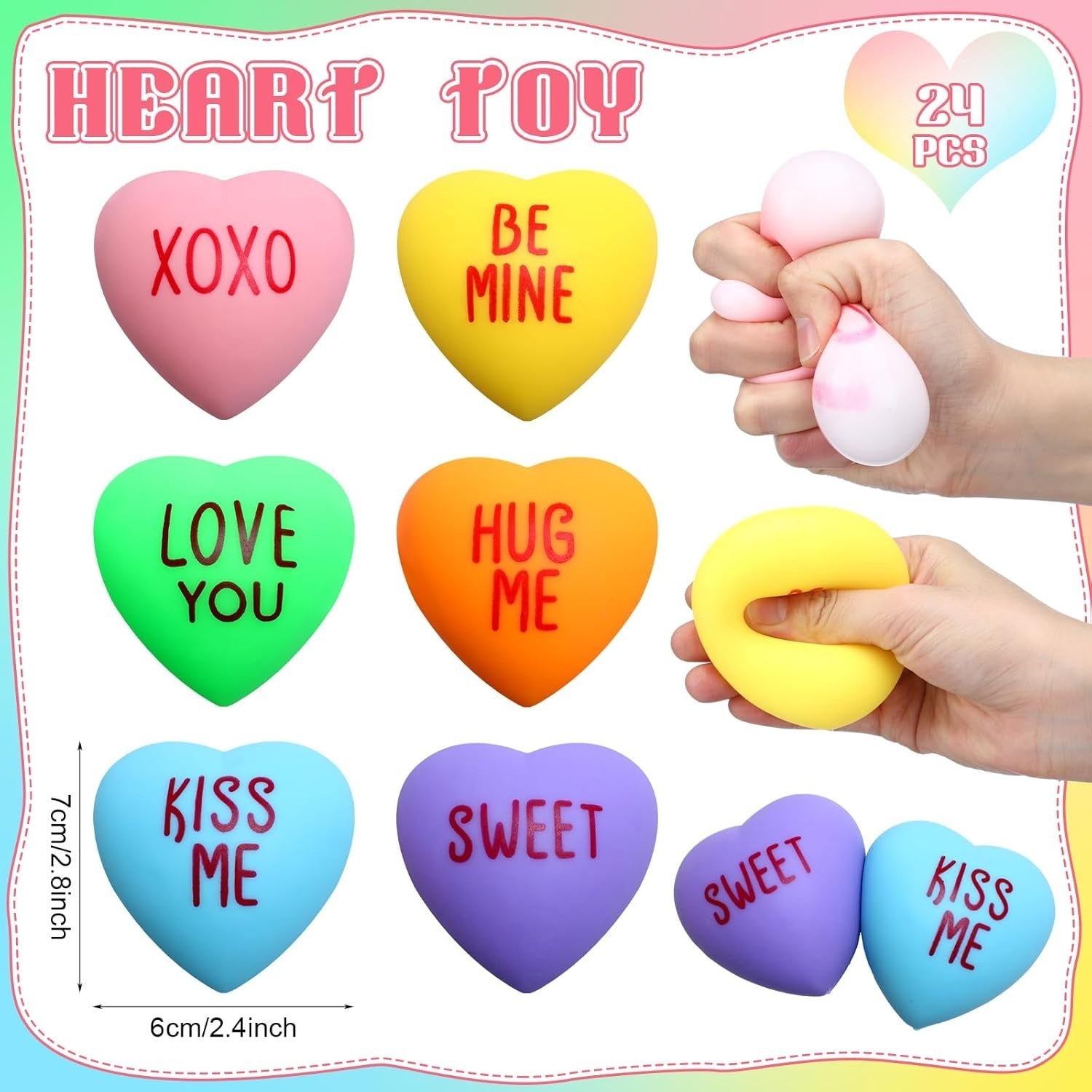 36 Pack Heart Stress Balls Mini Valentine Fidget Toys Stress Relief