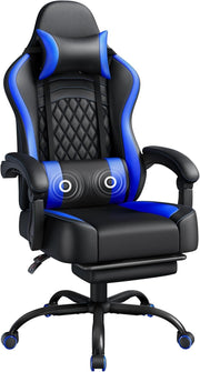 Ergonomic Gaming Chair Footrest Massage Lumbar Support